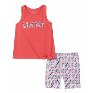 Glitter Flower Floral Top Shorts Outfit Set Kid 6X